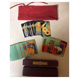 Vintage Diana cards in velvet pouch