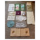 Vintage hand towels, table, linens, spring summer