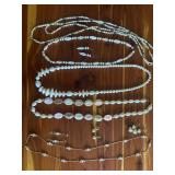 Vintage white beaded necklaces &  earring sets