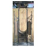 IRON & WICKER HALL TREE WITH SWING OUT SIDE PANELS