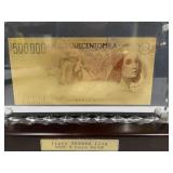 GOLD REPLICA OF 500,000 LIRA ITALIAN NOTE