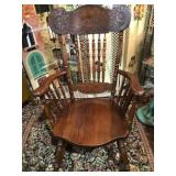 WOOD SPINDLE BACK /  PRESS BACK ROCKING CHAIR