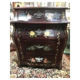 PAINTED BOMBE STYLE SMALL CHEST, 4 DRAWER
