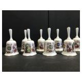 SET OF 8 DECORATED LENOX BELLS