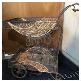 IRON & WICKER 2-TIER TEA / COFFEE CART
