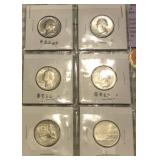 LOT OF 6 BU WASHINGTON  QUARTERS
