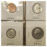 PROOF SET OF 4 COINS PENNY NICKEL DIME QUARTER