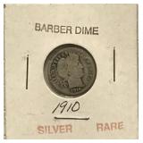 1910 SILVER BARBER DIME PHILADELPHIA