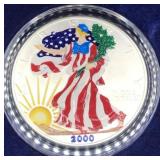2000 FULL COLOR SILVER EAGLE BEAUTIFUL PATRIOTIC