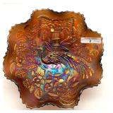 Fenton Amethyst Peacock & Urn Bowl 8-Ruffled