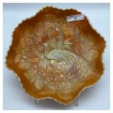 Fenton Marigold on Moonstone Peacock & Urn