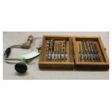 Vintage Hand Drill w/ Custom Box of Drill Bits