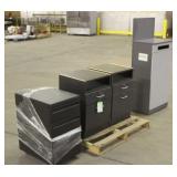 Office Mail Drop Receptacle & (3) File Cabinets