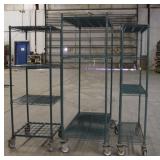 (3) Green Wire Racks on Casters