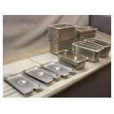 (17) Stainless Steel Food Pans & (3) Lid