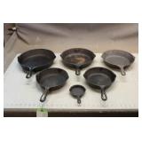 (6) Cast Iron Pans - Assorted Sizes