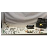 Toolbox w/ Contents, Pipe Wrench, Flat-Head & Manu