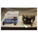 Toolbox w/ Contents & Miller Falls Bench Grinder