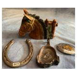 Spur Ashtray, Horse Head Belt Buckle, Horseshoe &