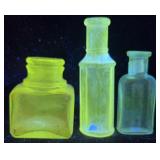 (2) Small Glass Bottles & an Inkwell