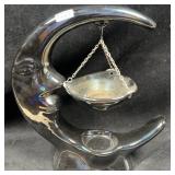 Iridescent Black 9" Moon Candle Holder