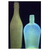 (2) UV Reactive Bottles, Purpled Glass & Clear