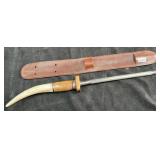 8" Steel w/Antler Handle in Leather Sheath