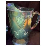 Harvest Grape Iridescent Blue Pitcher, Fruit Bowl