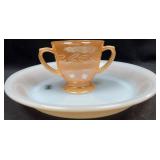 Fire King Peach Luster Creamer & Pie Plate