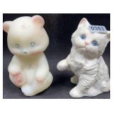 Homco Cat Figurine & Fenton Hand Painted Bear