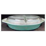 PYREX Divided Glass Snowflake 1 1/2qt Baker