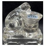 Belmont Glass Dog & Top Hat Toothpick Holder