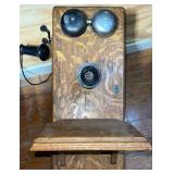 Antique Oak Western Electric Wall Phone