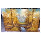 Autumn Scene Oil by P. Wosley, 24" x 36"