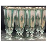 (8) MCM Libbey Emerald & Gold Pilsners