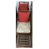 (2) Metal Patio Chairs w/Cushions & (2) Footstools