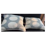 (2) Gray & Cream 17" Throw Pillows, Like New