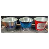 (3) Metal Budweiser Buckets & Key Chains