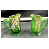 (2) Early Pressed Glass Corn Cob 3.5" Creamers