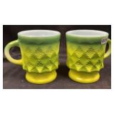 (2) Fire King Kimberly Diamond Coffee Mugs