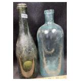 Greers Washing Ammonia & Olive Glass Wine Bottles