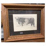 R. Yusten 1984 Framed Original Cattle Art, 10x12"