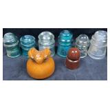 (8) Vintage Insulators, Ceramic & Glass