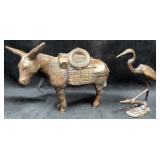 6" Metal Pack Mule & 5.5" Nelles Heron Figurines