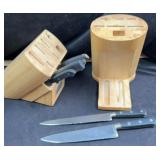 (2) Wood Knife Blocks & Assorted Knives