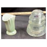 Mid Century Pottery Bud Vase & Glass Insulator
