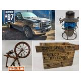2006 F250, Lantern, Spinning Wheel, Crate
