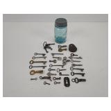 Vintage Keys & Locks in Mason Jar