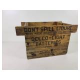 Antique DELCO-LIGHT Batteries Wood Crate