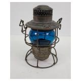 Railroad Signal Lantern (Blue Glass)
